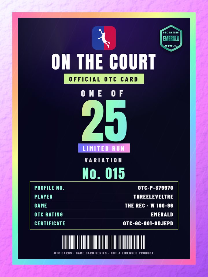 Example game card back: one of 25, variation and profile number